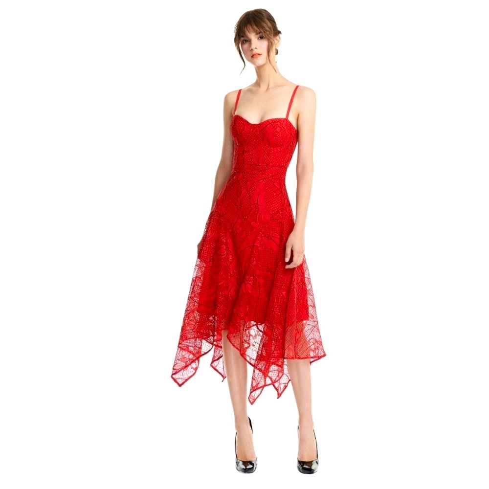 Mossman “You’re So Vain” Red Midi Cocktail Dress - Picture 4 of 8